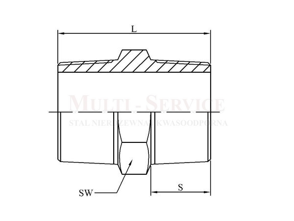 Threaded hexagonal nipple no 11 NPT 150 Lbs